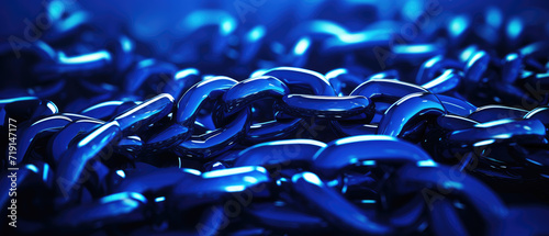 Blue metal chains background, chained unity