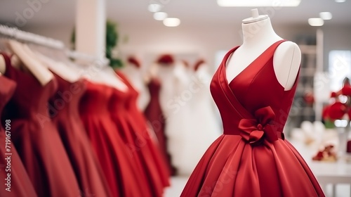 Elegant formal dresses for sale in luxury modern shop boutique. Prom gown, wedding, evening, bridesmaid dresses dress details. Dress rental for various occasions and events.