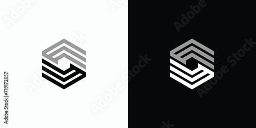 Letter E S hexagon line shape vector logo design.