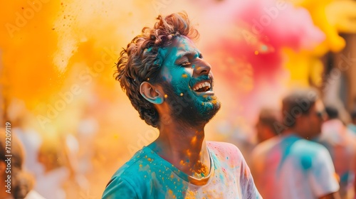 people playing holi with colorful powders,holi background.