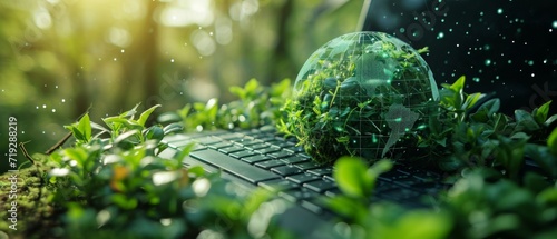 A Concept Of Environmentallyfriendly Computing With Efficient Technology And Sustainability Focus. Сoncept Green Computing, Energy Efficient Technology, Sustainable Computing, Eco-Friendly Technology