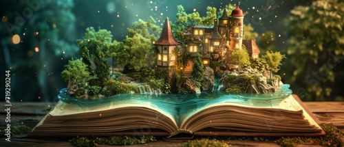 An Imaginative Realm Resides Within The Book, Fostering Education And Creativity. Сoncept Literary Adventures, Imaginative Learning, Creative Exploration, Educational Enchantment