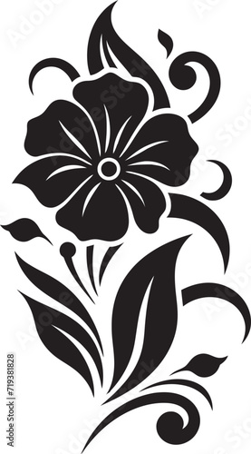 Moonlit Monochrome Stylish Black Floral PortraitsShadowed Scrolls Detailed Black Floral Vector Scrolls