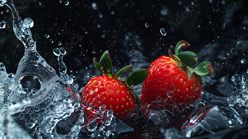  black background with an image of strawberries in