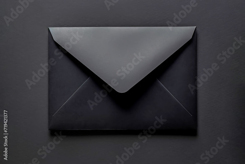 Black envelope on dark background, blackmail concept, generative ai