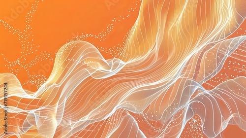 Abstract flowing fabric in white, gold and orange