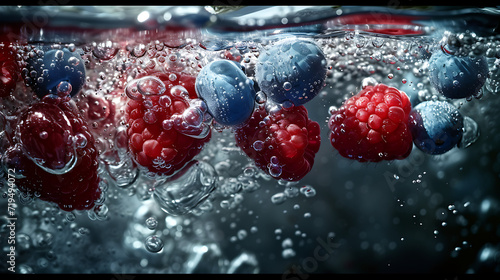  raspberries and blueberries in