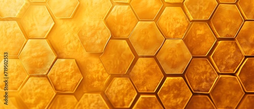 background with hexagons, honeycomb Hexagons: A honeycomb pattern in aureolin against a darker yellow background. The pattern is inspired by nature and has a geometric appeal