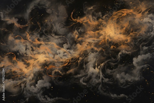 Illustration of an abstract background with a lot of smoke and fire