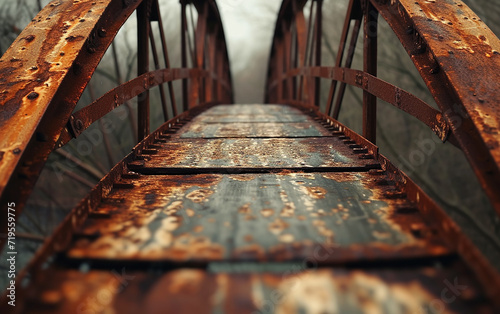 ponte geométrica de ferro enferrujado com composição minimalista conceitual de fotografia 