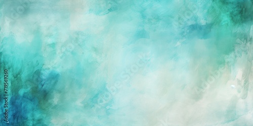 Cyan watercolor abstract painted background on vintage paper background