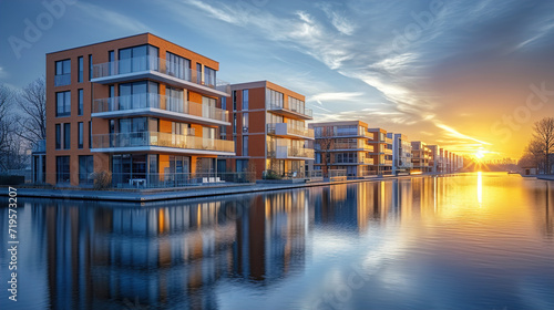 A New Residential Area with Condominiums and Apartments Properties by the Waterfront in Offenbach Main Harbor 