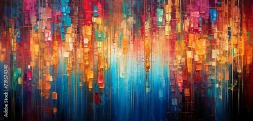 An abstract holiday masterpiece, with defocused lights weaving a tapestry of festive hues