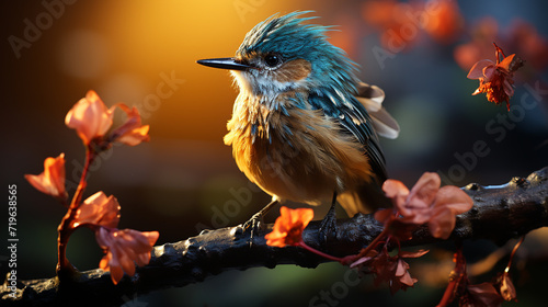 A_beautiful_bird_perches_on_a_branch_spreading_its_wi