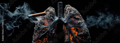 Cigarette Protruding From Human Lungs