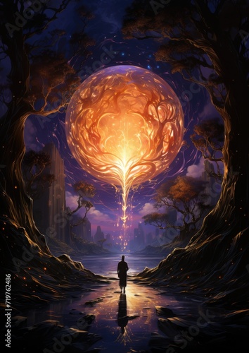 lighthouse storm light moon guiding star fantasy mystery tarot illustration art tattoo poster