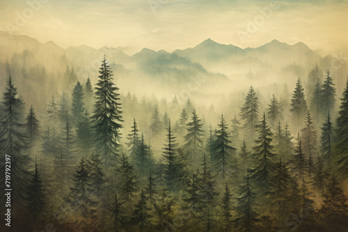 foggy forest view