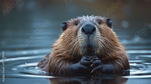 beaver swimming in the creak