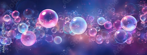 a space background with colorful bubbles flying in air