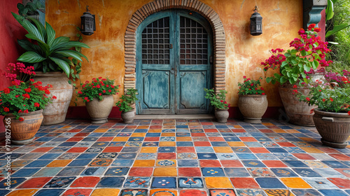 Ethnic pattern on tiles adding exotic and national color to the interio