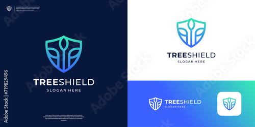 Minimalist agriculture logo design. a combination of shields and plants with simple lines.