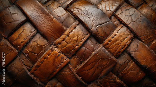 Interpented leather texture with patterns created by weaving fibers, giving the skin volume and intere