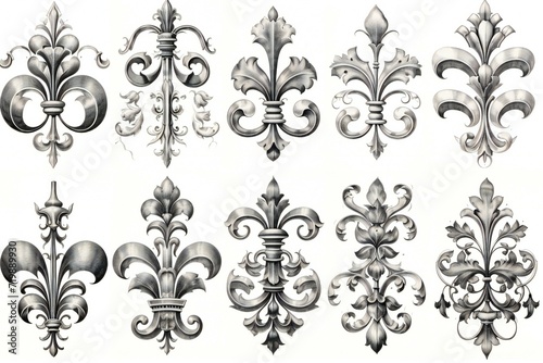 Silver fleur-de-lis isolated on a white background