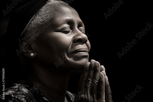 Portrait of an African American woman praying for Ash Wednesday