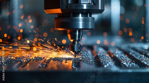 CNC cutting-edge, high-tech machining idea for current mills, space, Generative AI.