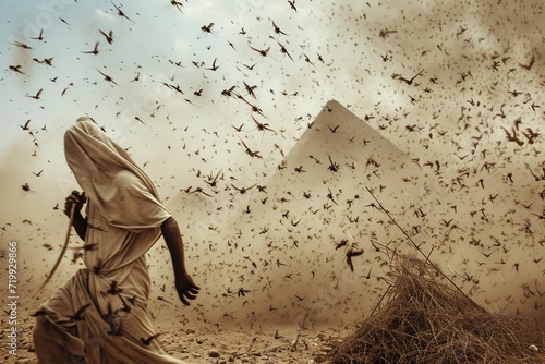 Plague of locusts in Egypt, Bible story.
