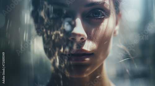 Beautiful Woman in a Double Exposure Photographic Effect