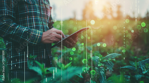 person using digital tablet for digital farming - digital workflow and stream lined processes in agriculture