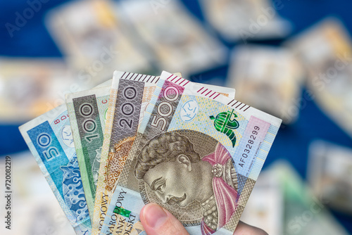 Polskie pieniądze banknoty z bliska, izolowana gotówka pln