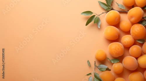Fresh Apricots on a Warm Pastel Background with Copy Space