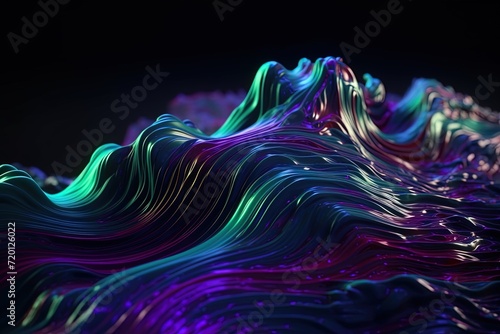 Fondo abstracto de onda de neón en efectos holográficos