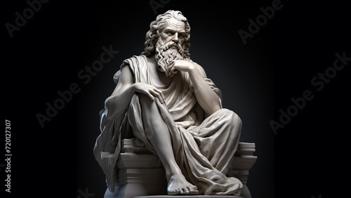 create ancient white statue that looks like a combination of socrates and plato 
