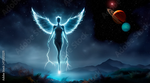 Electric angel on an alien planet in a galaxy far, far away.