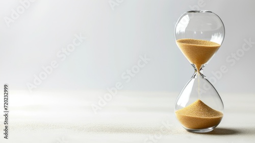 A time-worn hourglass sits on a windowsill, its dwindling sand symbolizing the passing of moments within the cozy confines of an indoor sanctuary