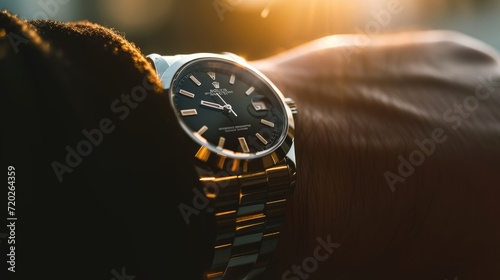A contemporary luxury watch effortlessly adorning a sleek wrist.