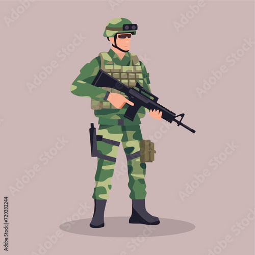 vector flat male military illustration