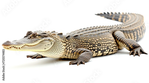 Isolated alligator on white background, high quality image for design and education