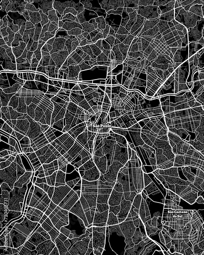 São Paulo Brazil Map, Detailed Dark Map of São Paulo Brazil