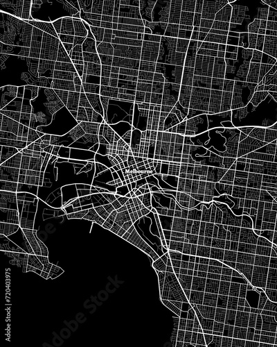 Melbourne Australia Map, Detailed Dark Map of Melbourne Australia