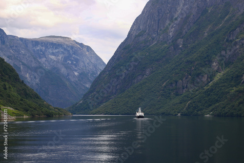 A boat in Nærøyfjord - Gudvangen - Norway