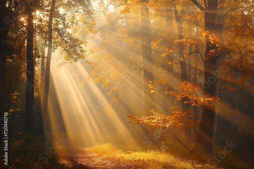 autumn sunbathing across a forest