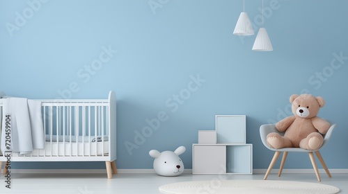 Une chambre de bébé bleue