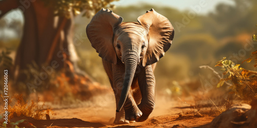 African Elephant Charging in the Wild.