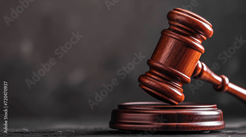 An elegant and focused image of a gavel, serving as a powerful symbol of legal and judicial focus Set against a minimalist background, the gavel symbolizes legal precision and authority in the