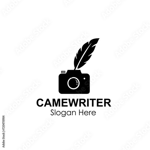 camera writer logo design concept