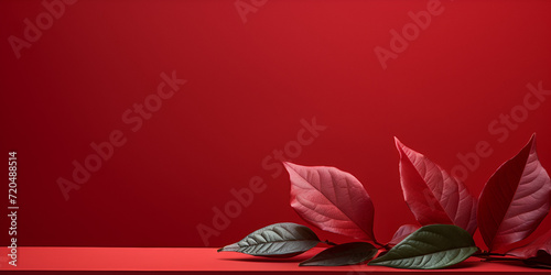  Red leaves on a red background, autumn foliage